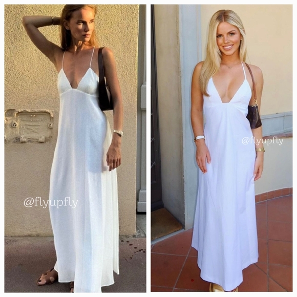 Zara Dresses & Skirts - NWT Zara - Cotton White Open Back Spaghetti Strap Midi Dress